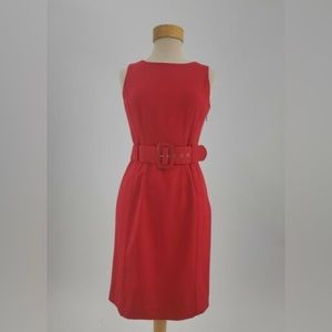 Calvin Klein Red Belted Sleeveless shift dress